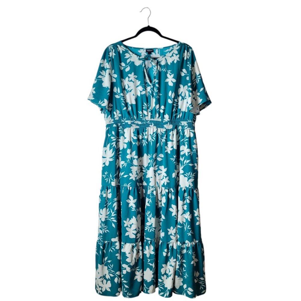 Torrid Studio Crepe De Chine Tie Neck Tiered Dress - Picture 5 of 12